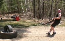 Pulling a tyre on dirt